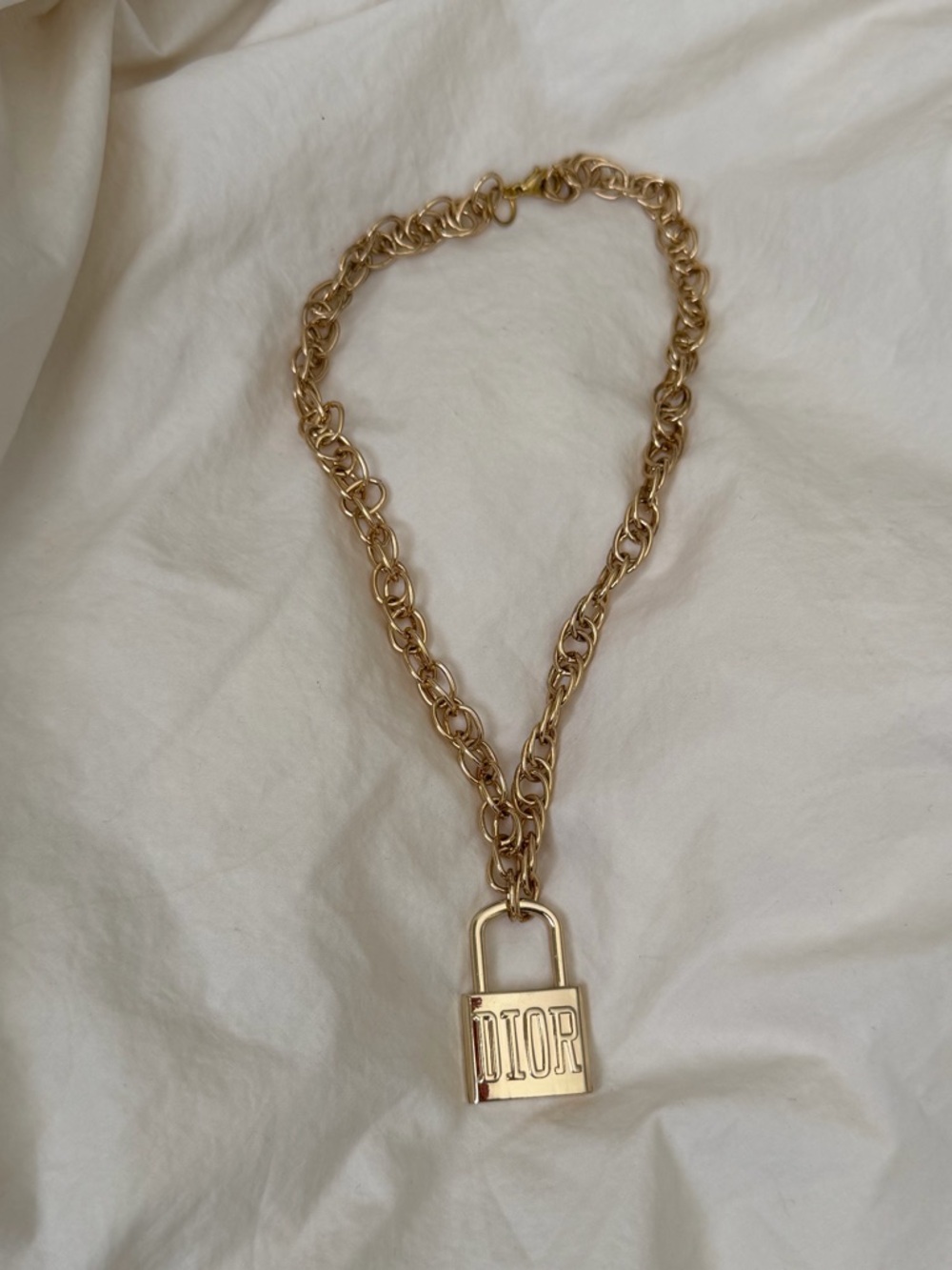 Dior Gold-tone Padlock Logo Necklace - Picture 12 of 15